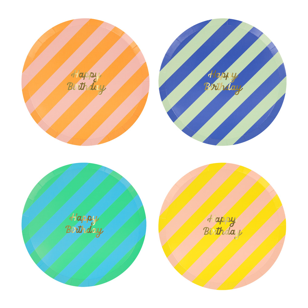 Picture of Stripe Happy Birthday Side Plates (x 8)