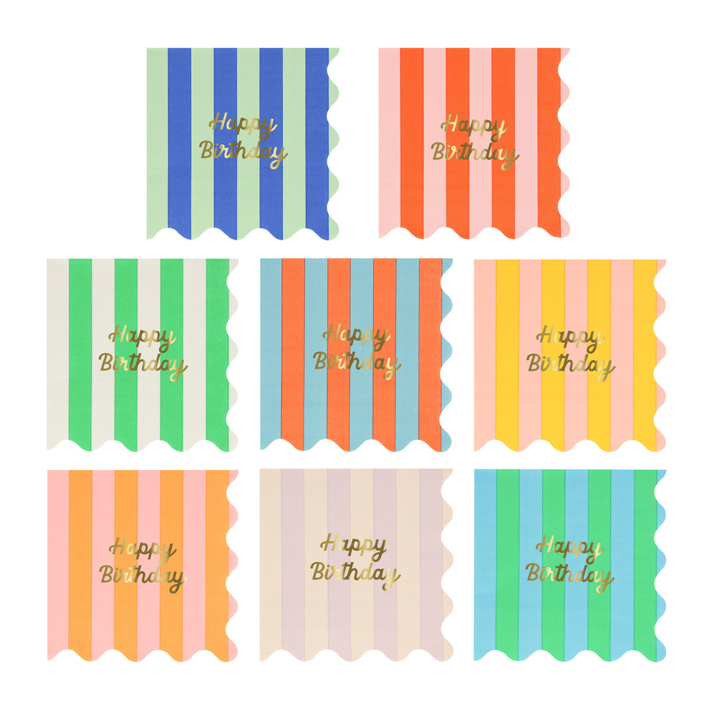 Picture of Stripe Happy Birthday Small Napkins (x 16)