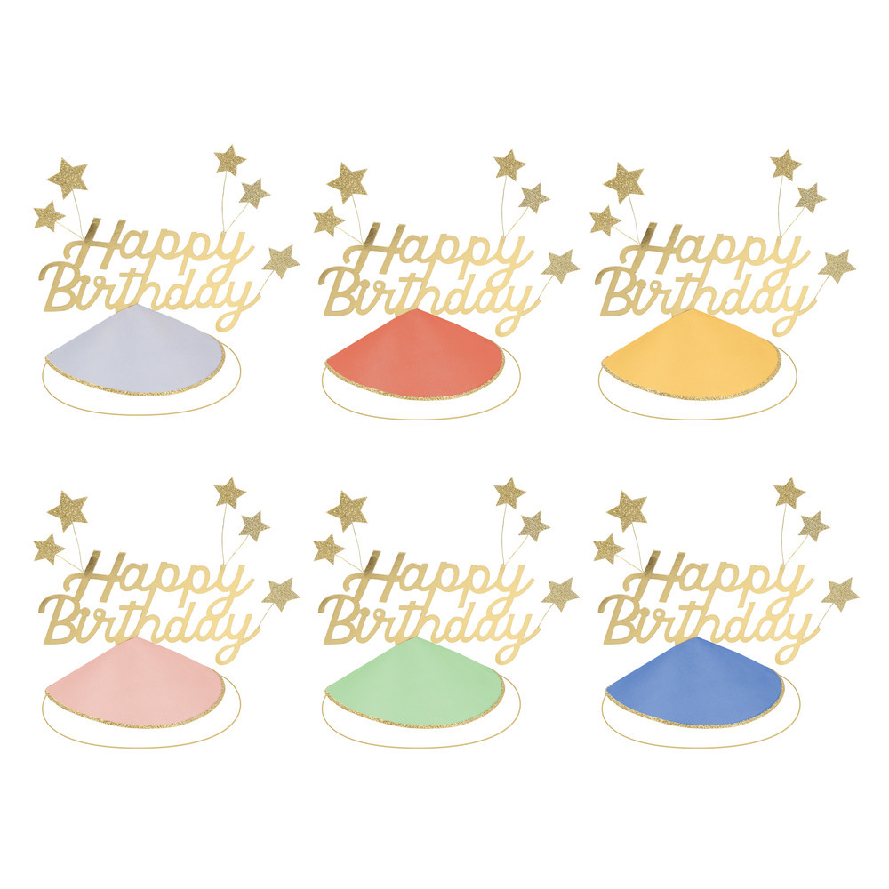Picture of Happy Birthday & Stars Party Hats (x 6)