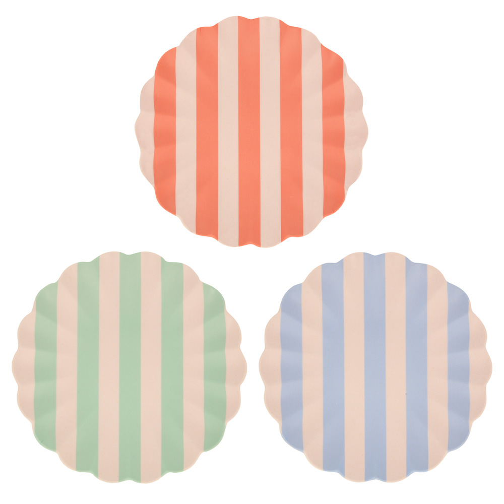 Picture of Stripy Reusable Bamboo Large Plates (x 6)