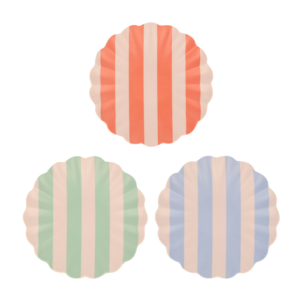 Picture of Stripy Reusable Bamboo Small Plates (x 6)