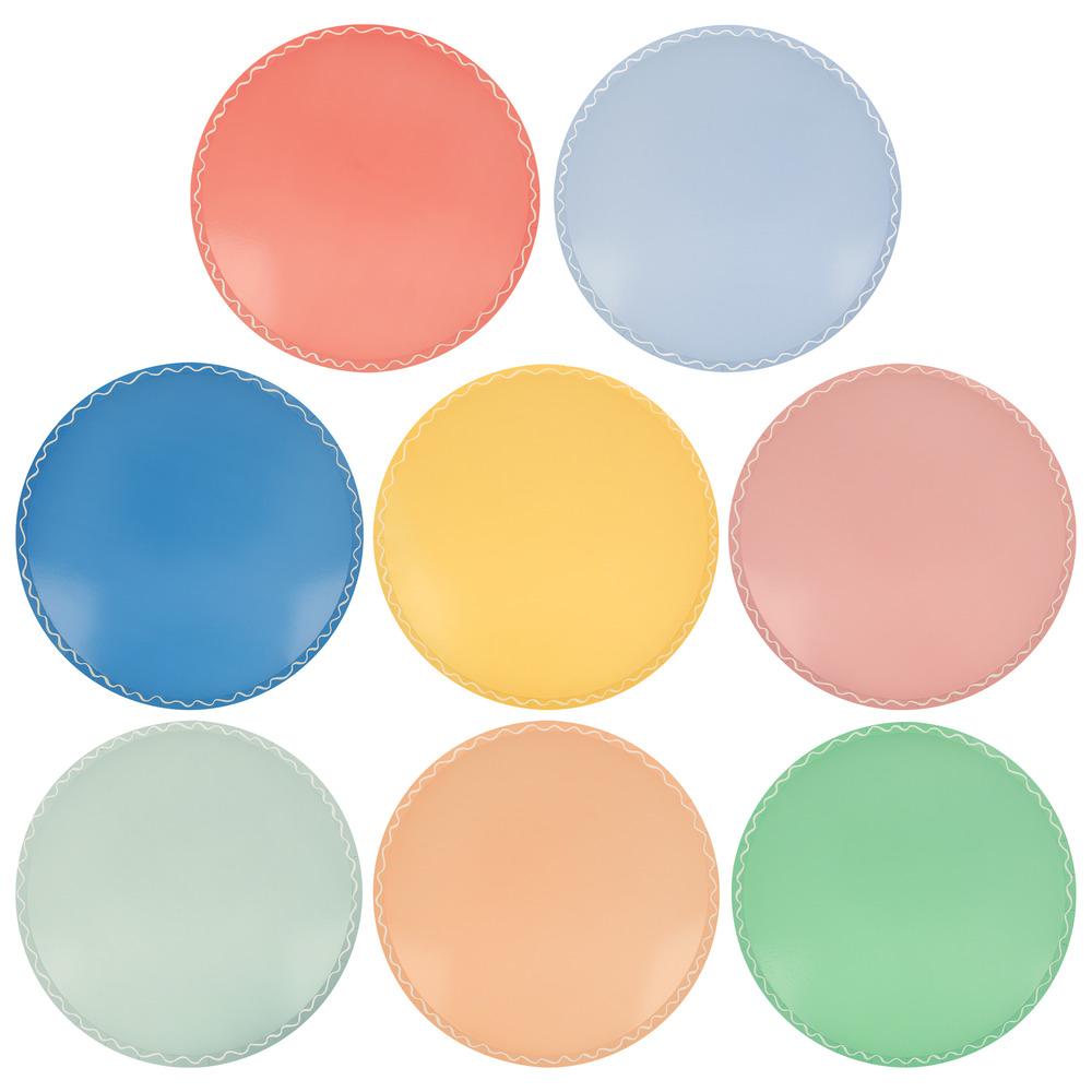 Picture of Mixed Wavy Line Dinner Plates (x 8)