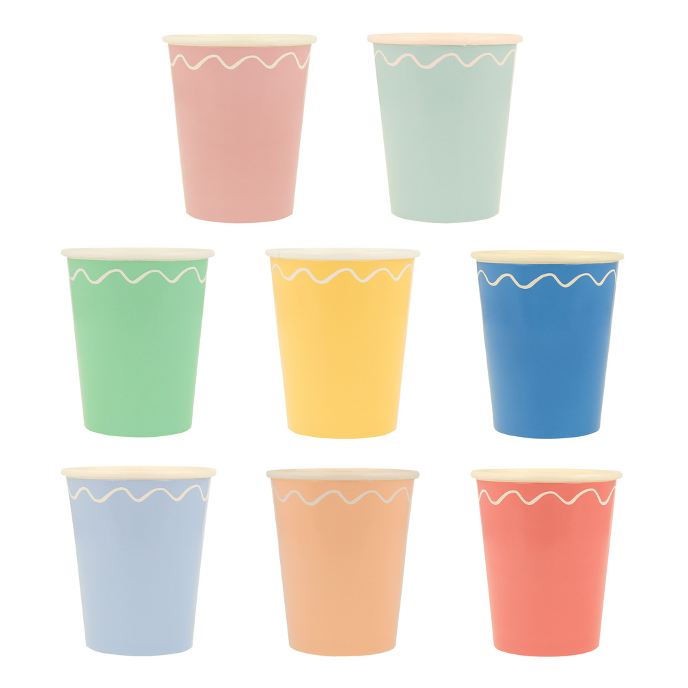 Picture of Mixed Wavy Line Cups (x 8)