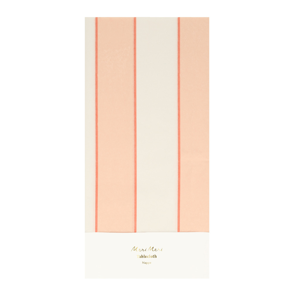 Picture of Peach Striped Paper Tablecloth