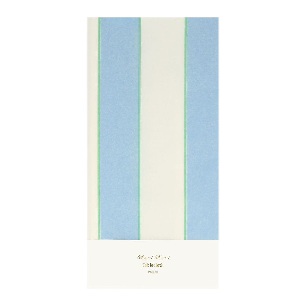 Picture of Pale Blue Striped Paper Tablecloth