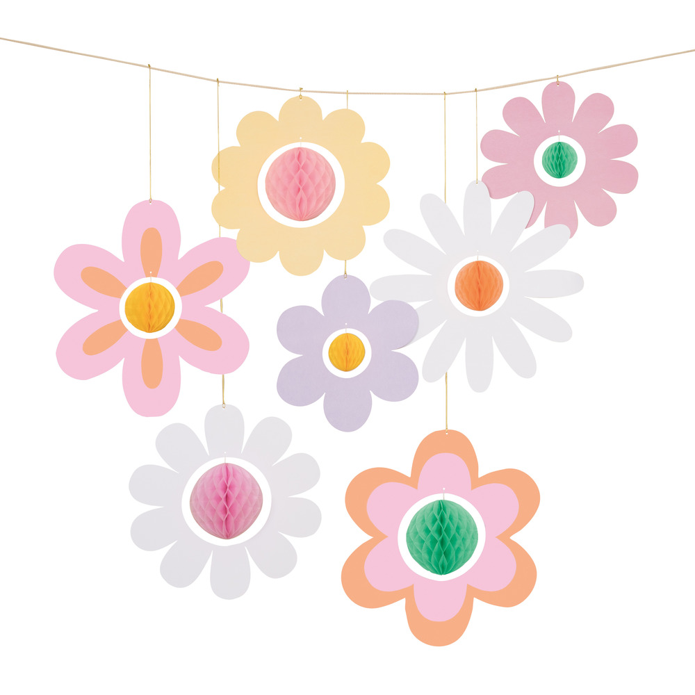 Picture of Groovy Flower Hanging Decorations (x 7)