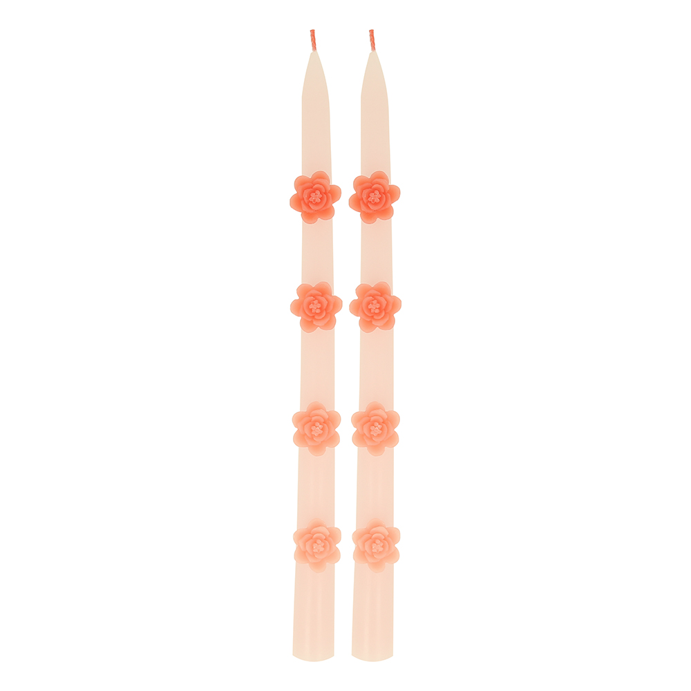 Picture of Pink Flower Taper Candles (x 2)