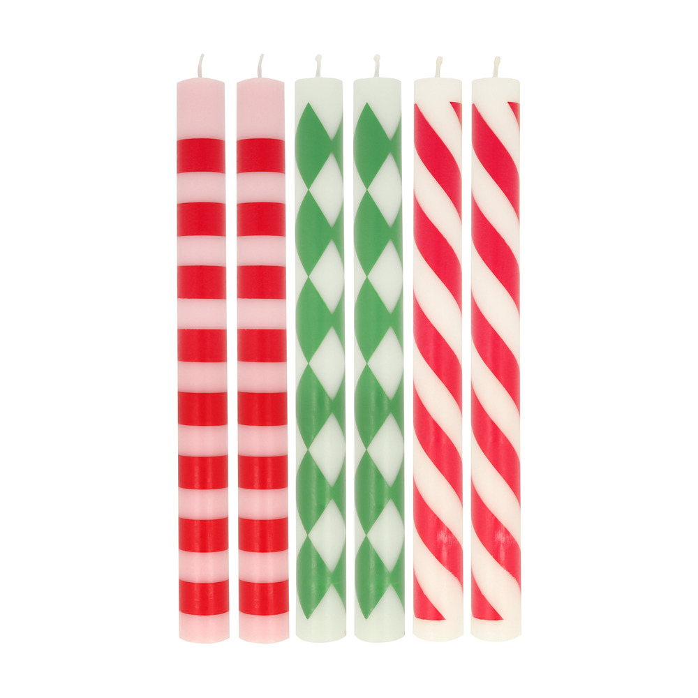 Picture of Festive Pattern Table Candles (x 6)
