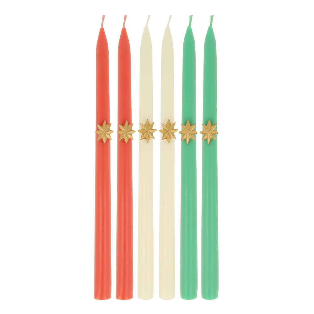 Picture of Mixed Gold Star Taper Candles (x 6)