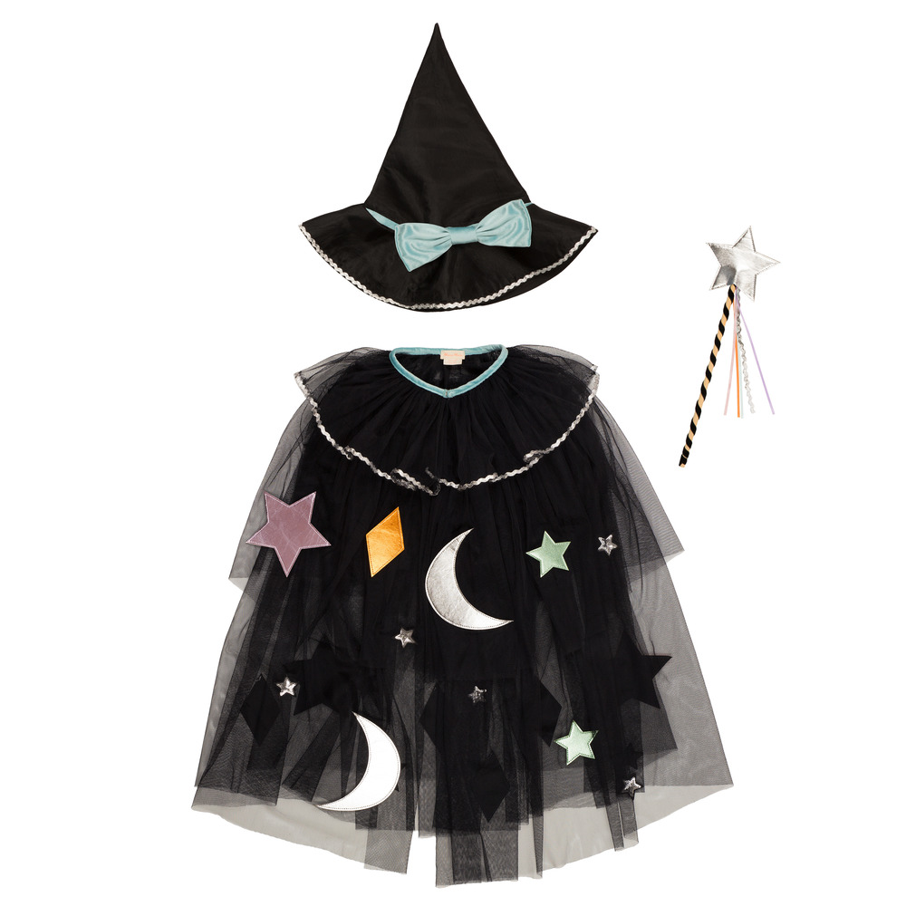Picture of Tulle Appliqué Witch Cape, Hat & Wand
