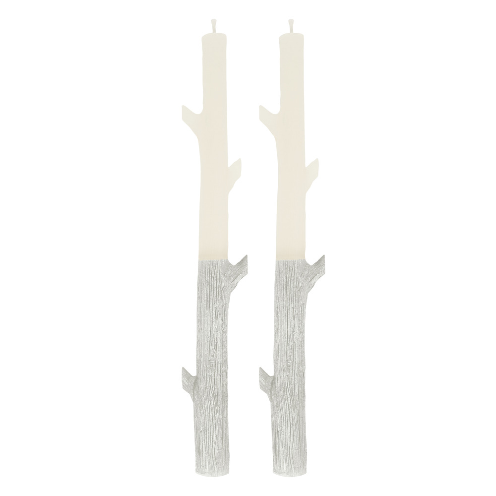 Picture of Silver Dipped Stick Candles (x 2)