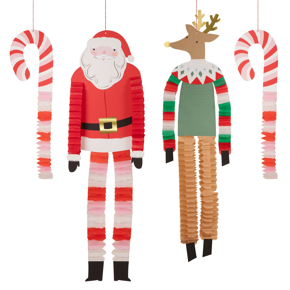 Picture of Long Legged Santa & Reindeer Decorations (x 4)