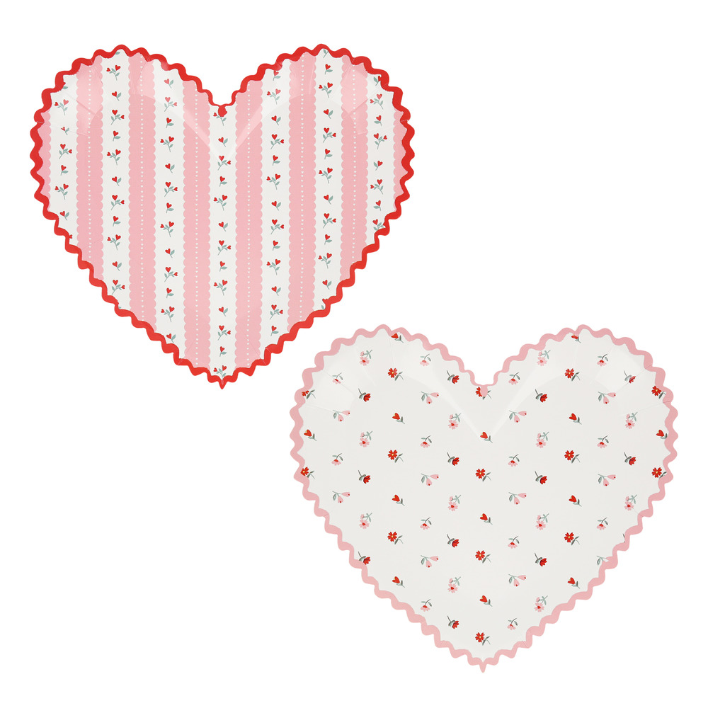 Picture of Vintage Rose Heart Plates (x 8)