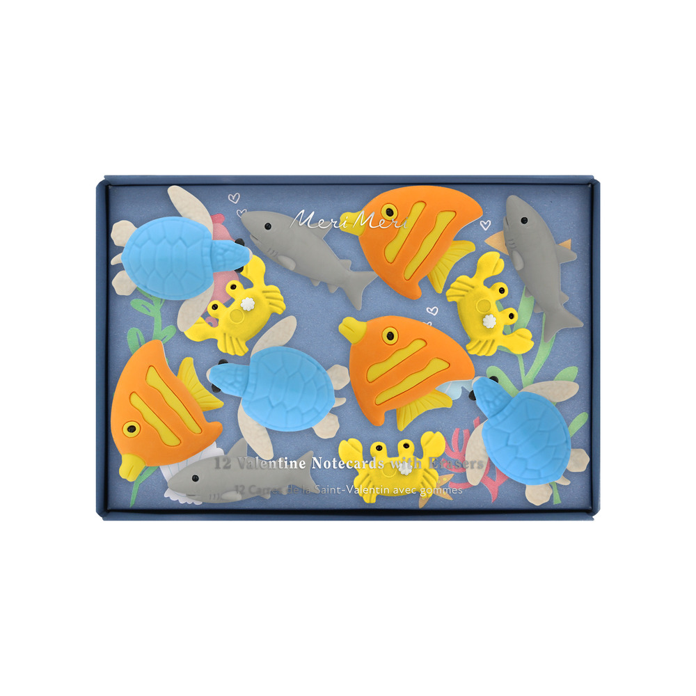 Picture of Under The Sea Kids Valentine's Cards & Erasers Set