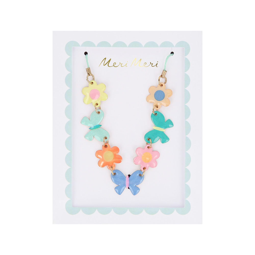 Picture of Butterflies & Flowers Enamel Charm Necklace