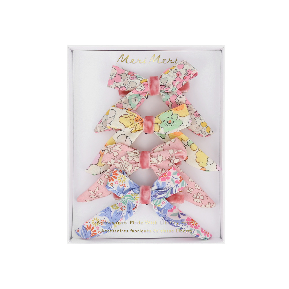 Picture of Floral Pattern Bow Hair Clips (x 4)