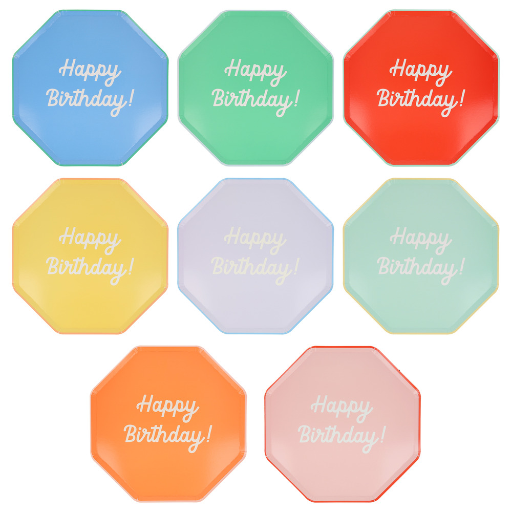 Picture of Mixed Happy Birthday Dinner Plates (x 8)