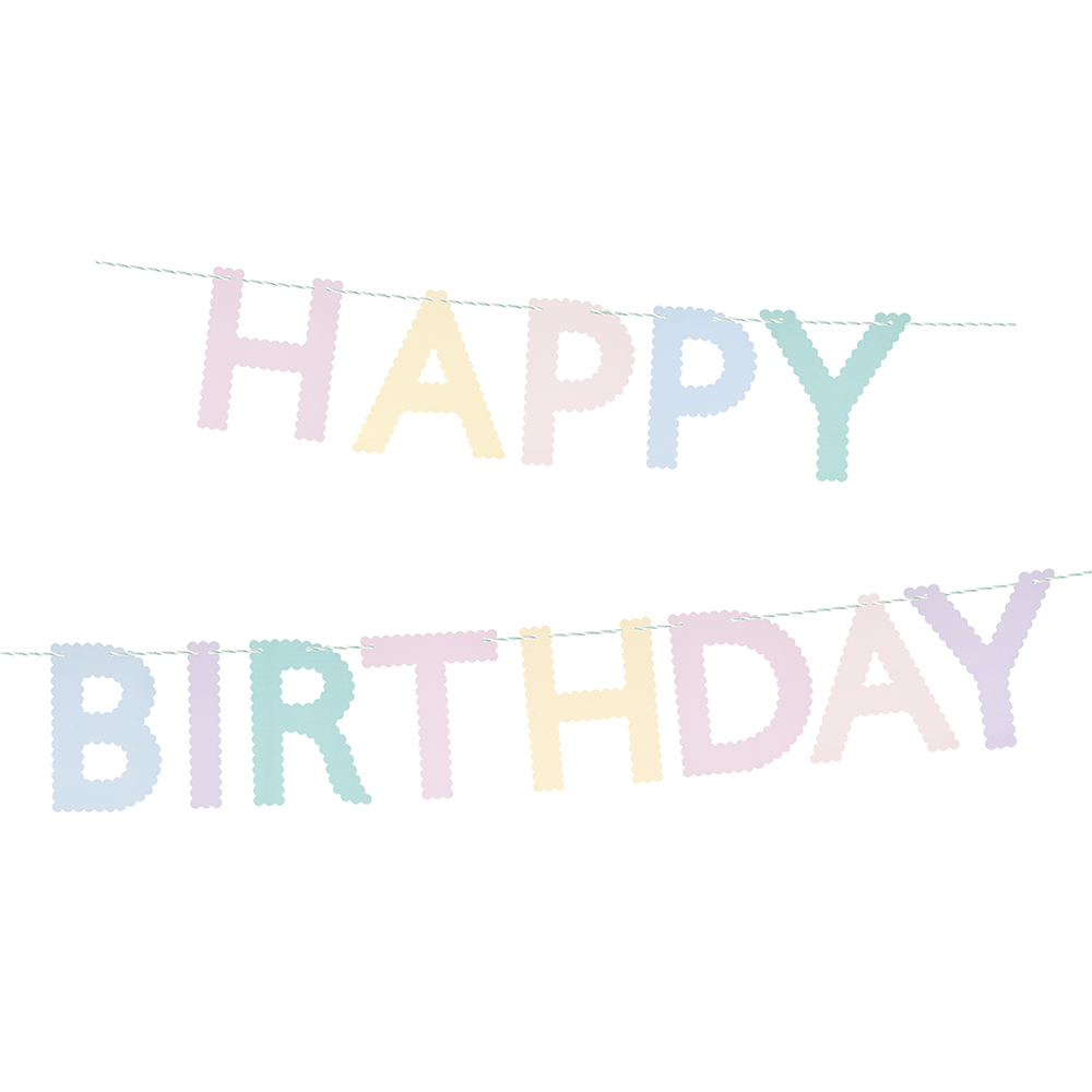 Picture of Scallop Pastel Happy Birthday Garland