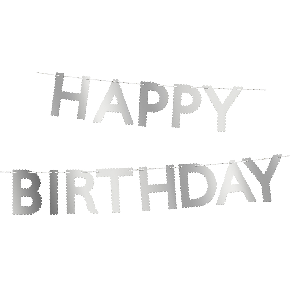 Picture of Silver Scallop Happy Birthday Garland