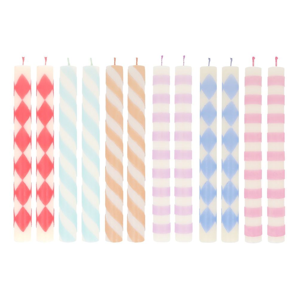 Picture of Patterned Table Candles (x 12)