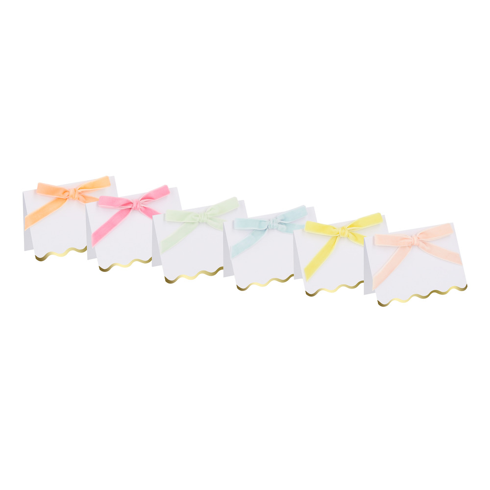 Picture of Pastel Velvet Bow Place Cards (x 6)