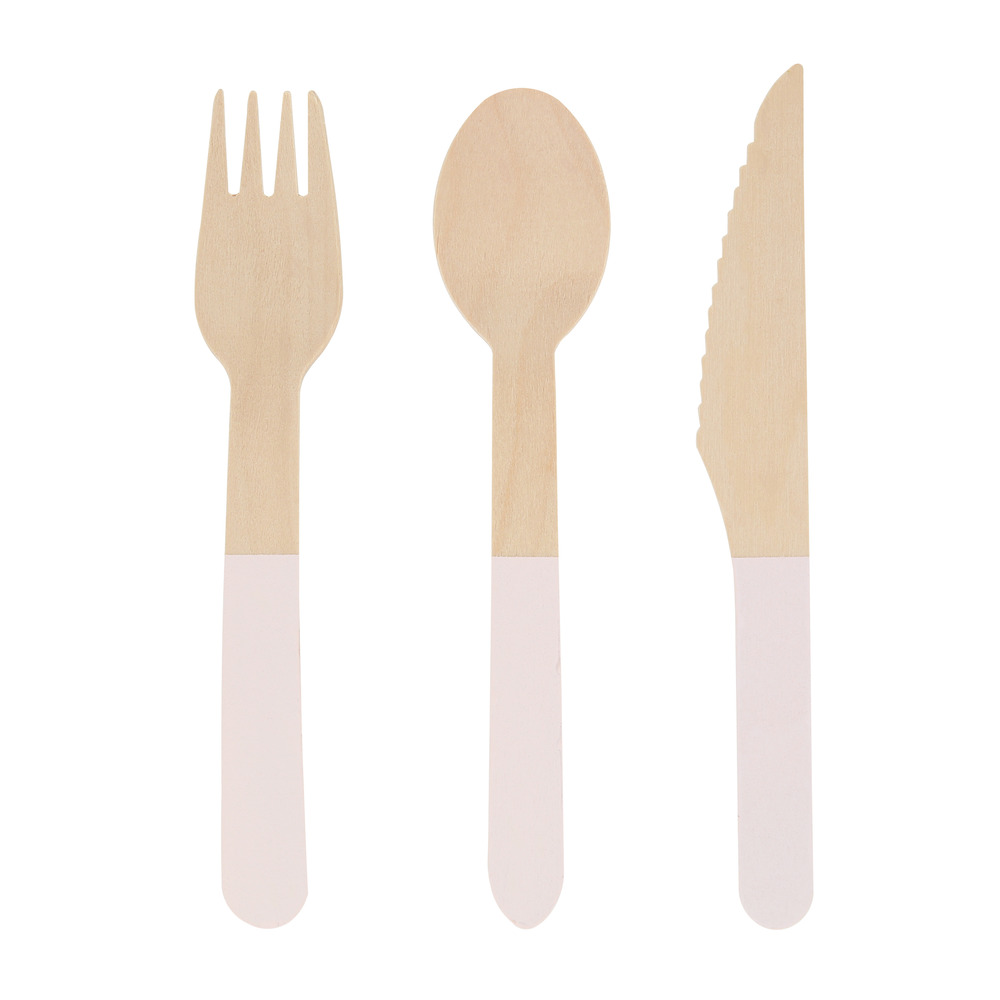 Picture of Ballet Slipper Pink Wooden Cutlery Set (x 24)