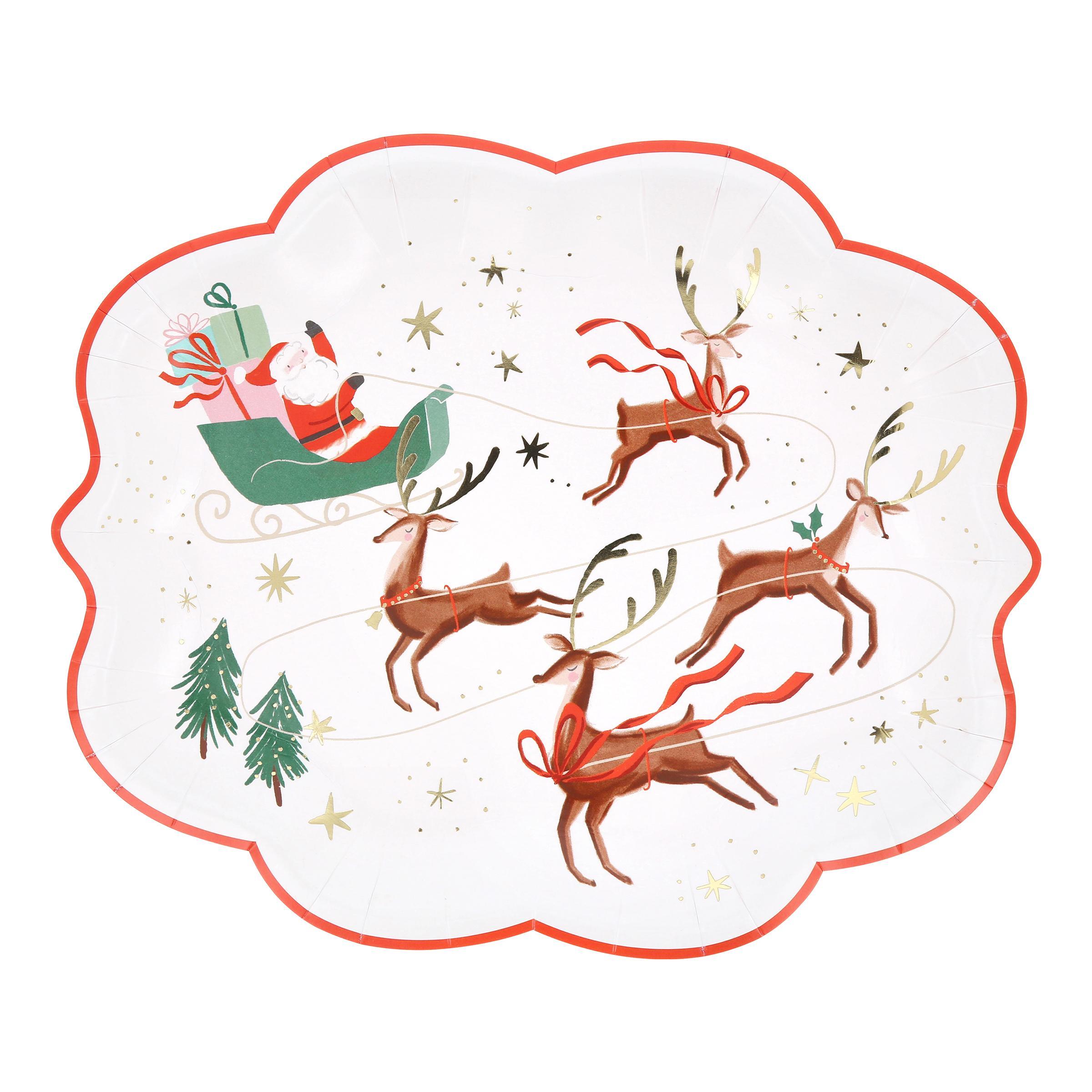 Picture of Santa, Sleigh & Reindeer Plates (x 8)