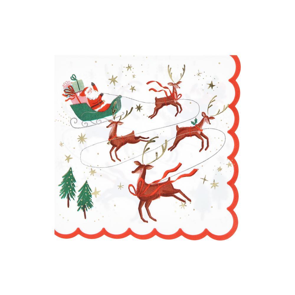 Picture of Santa, Sleigh & Reindeer Large Napkins (x 16)