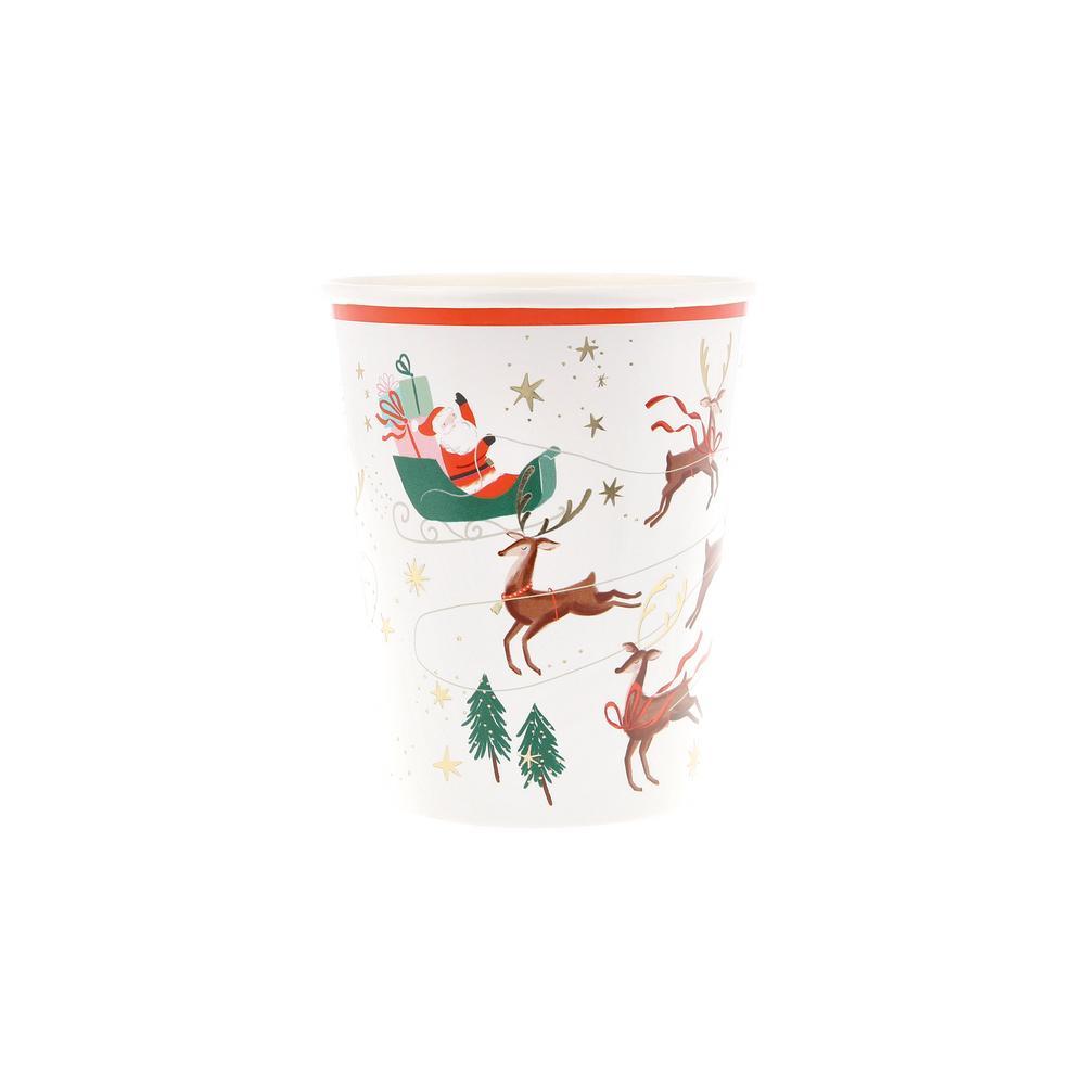 Picture of Santa, Sleigh & Reindeer Cups (x 8)