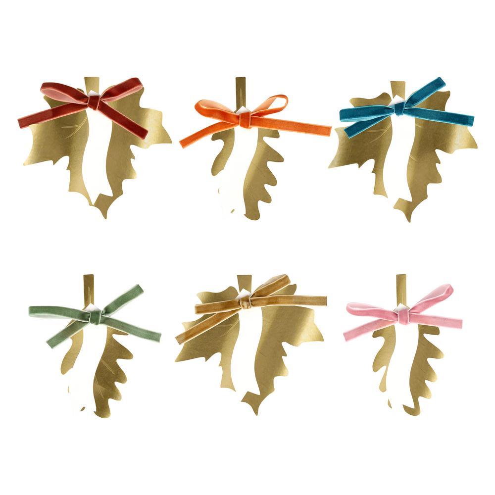 Picture of Gold Leaf Bow Place Cards (x 6)
