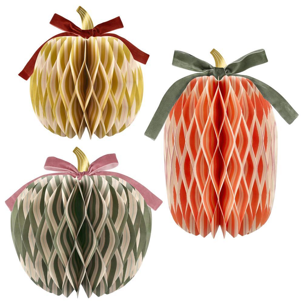 Picture of Fall Stripe Paper Honeycomb Pumpkins (x 3)