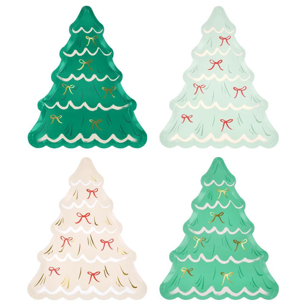Picture of Christmas Tree With Bows Plates (x 8)