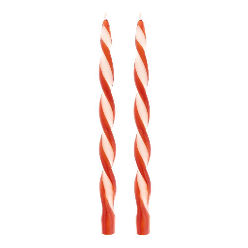 Picture of Red Stripe Twist Candles (x 2)