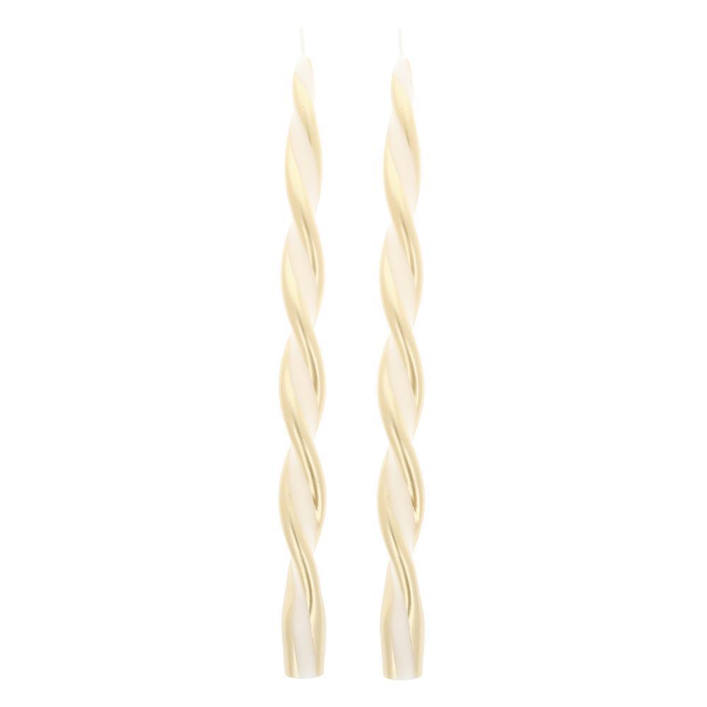 Picture of Gold Stripe Twist Candles (x 2)