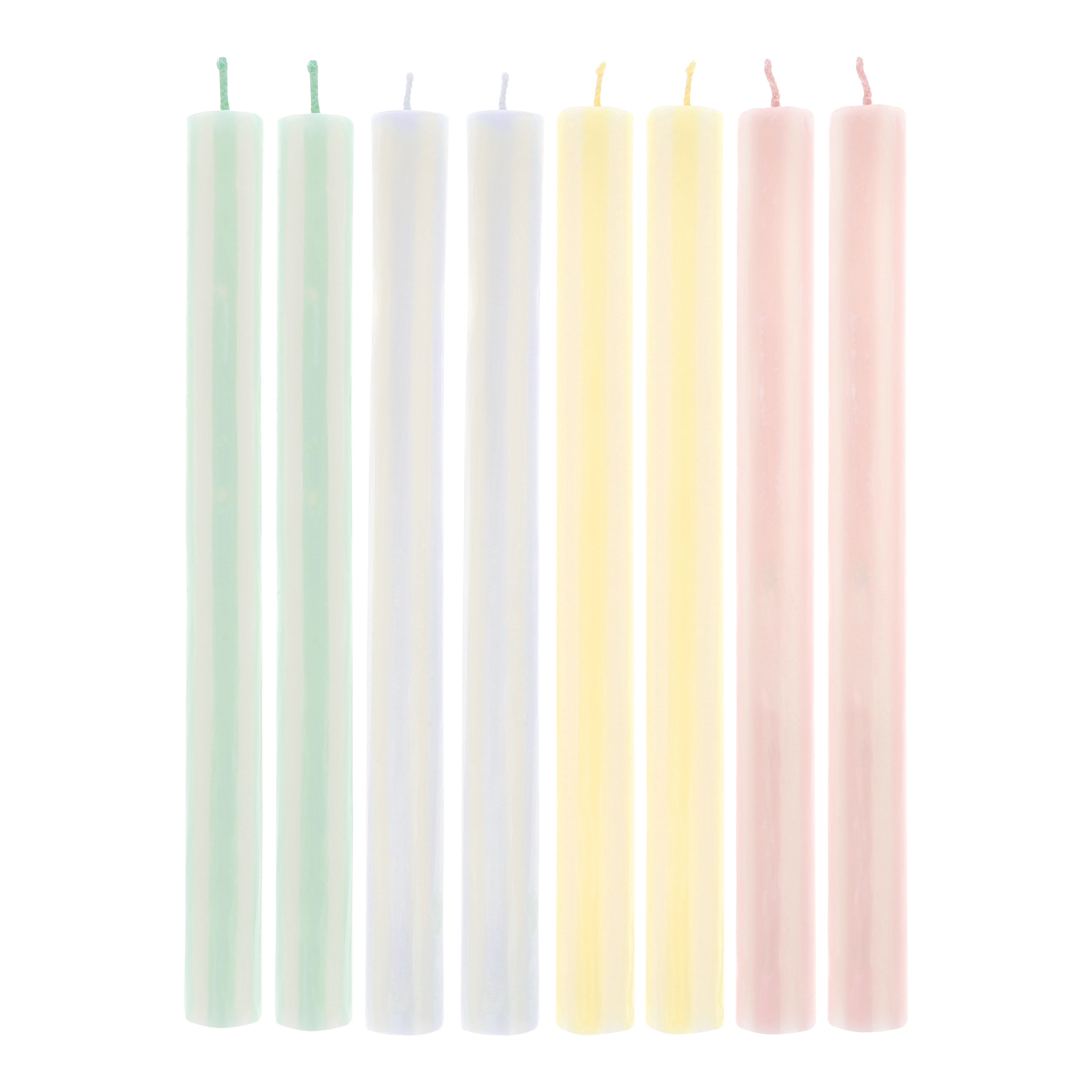 Picture of Pastel Striped Table Candles (x 8)
