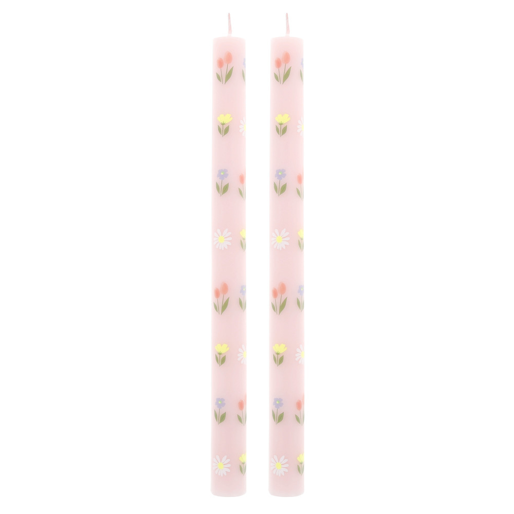 Picture of Floral Pattern Table Candles (x 2)