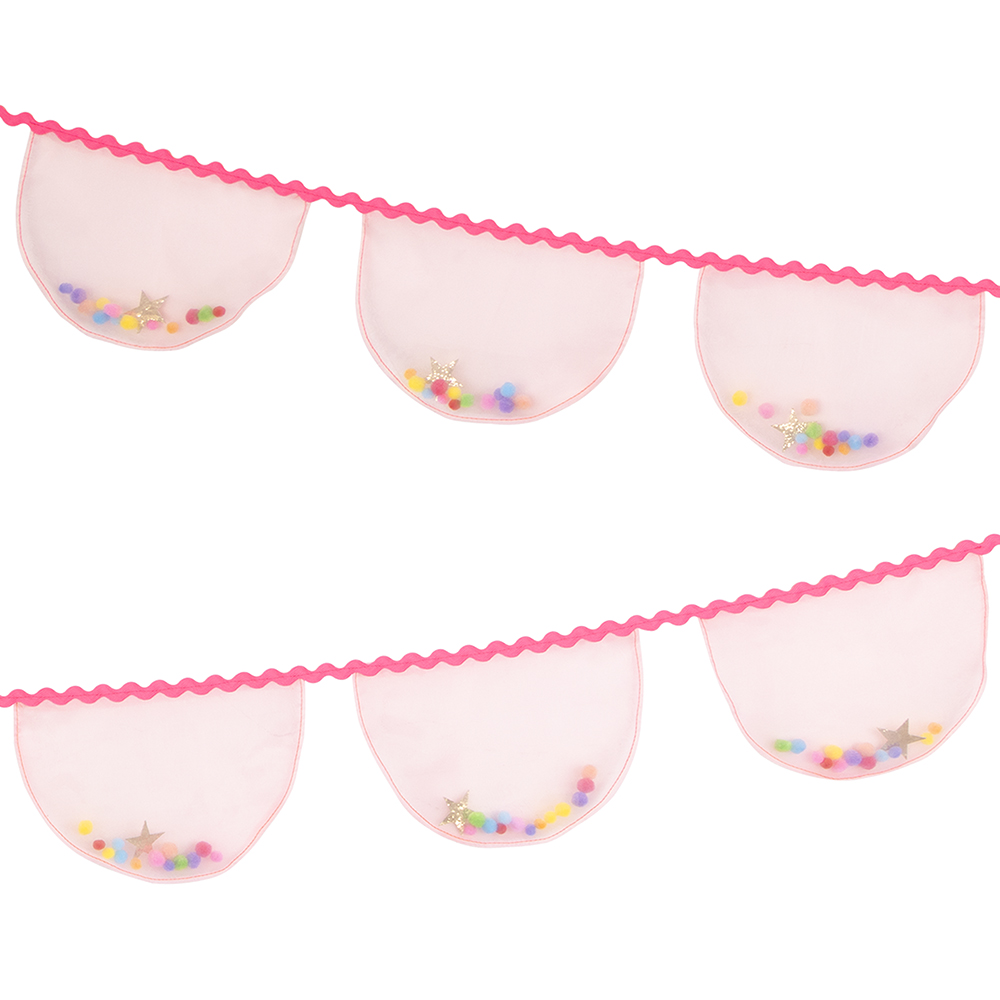 Picture of Pink Organza Pompom Garland