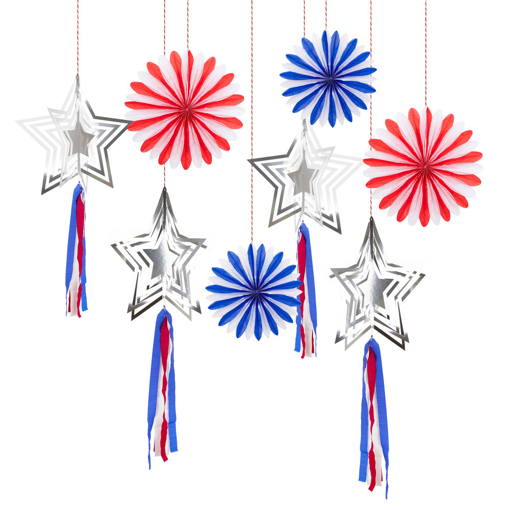 Picture of Stars & Stripes Hanging Decorations (x 8)