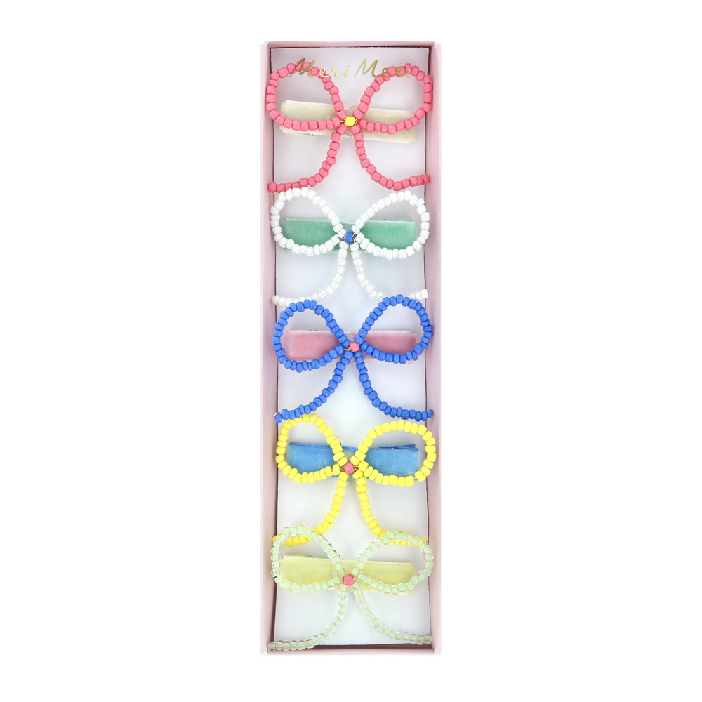 Picture of Beaded Bow Hair Clips (x 5)