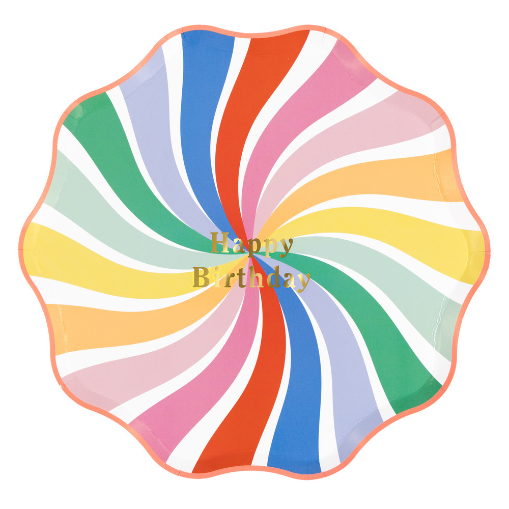 Picture of Rainbow Swirl Happy Birthday Dinner Plates (x 8)