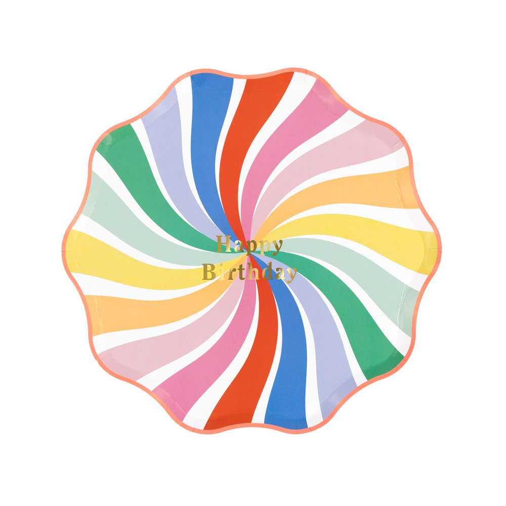 Picture of Rainbow Swirl Happy Birthday Side Plates (x 8)