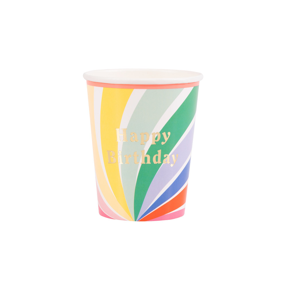 Picture of Rainbow Swirl Happy Birthday Cups (x 8)