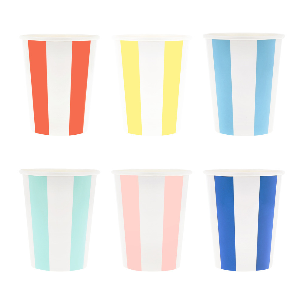Picture of Beach Striped Cups (x 8)