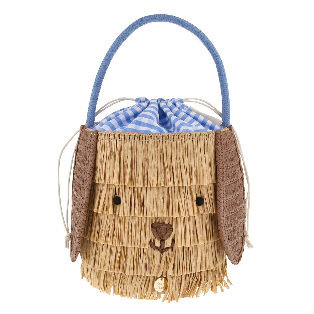 Picture of Shaggy Raffia Puppy Basket