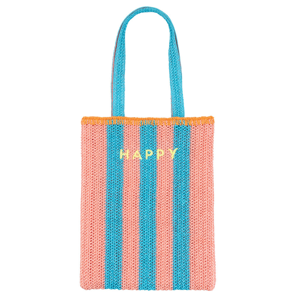 Picture of Striped Raffia Happy Tote Bag