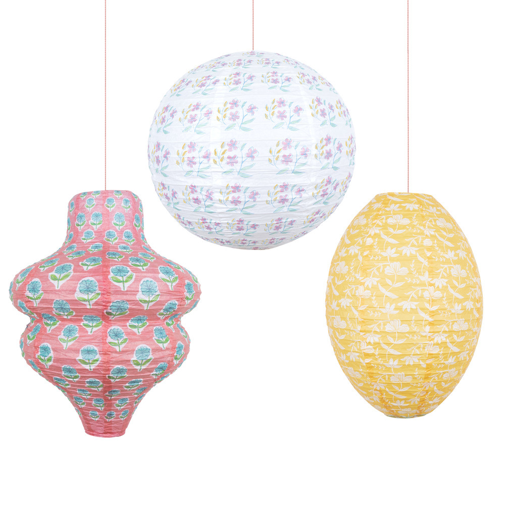 Picture of Flora Pink & Yellow Lanterns (x 3)