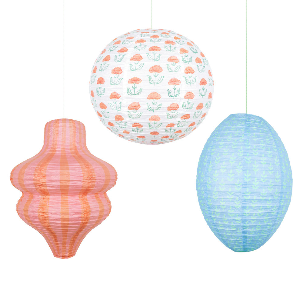 Picture of Flora Orange & Blue Lanterns (x 3)