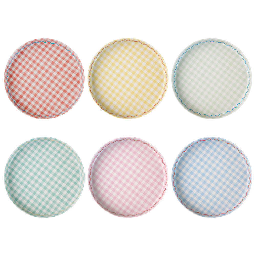 Picture of Gingham Reusable Large Plates (x 6)