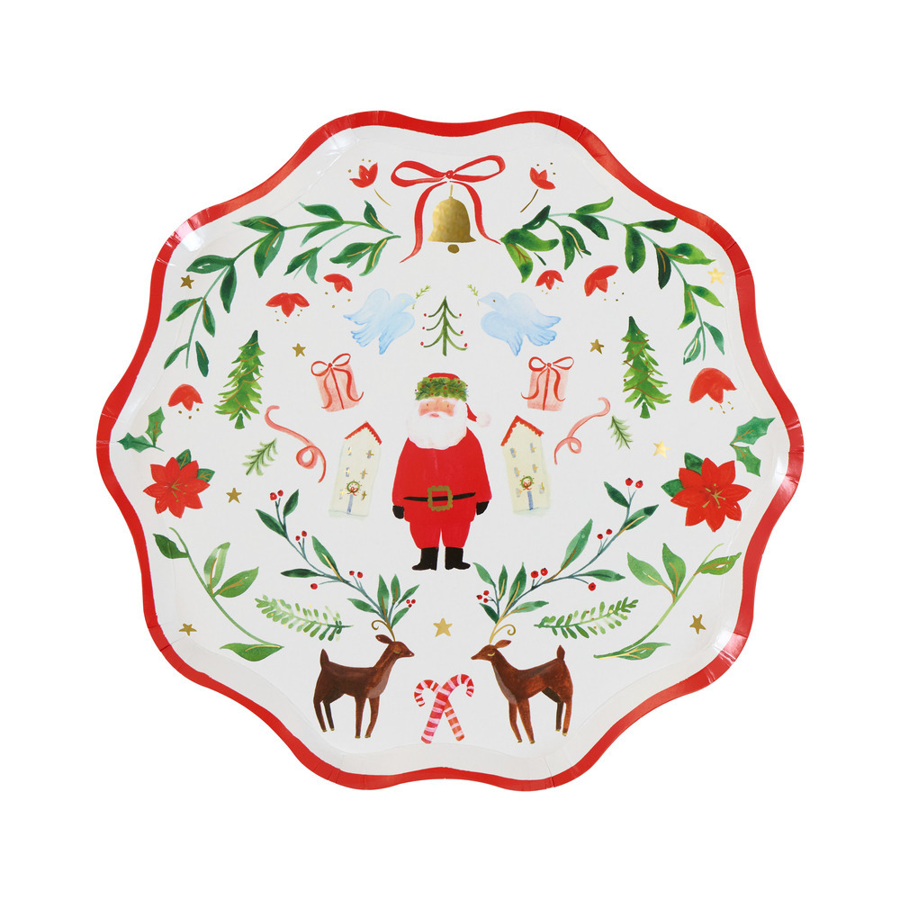 Picture of Foliage Santa Patterned Side Plates (x 8)