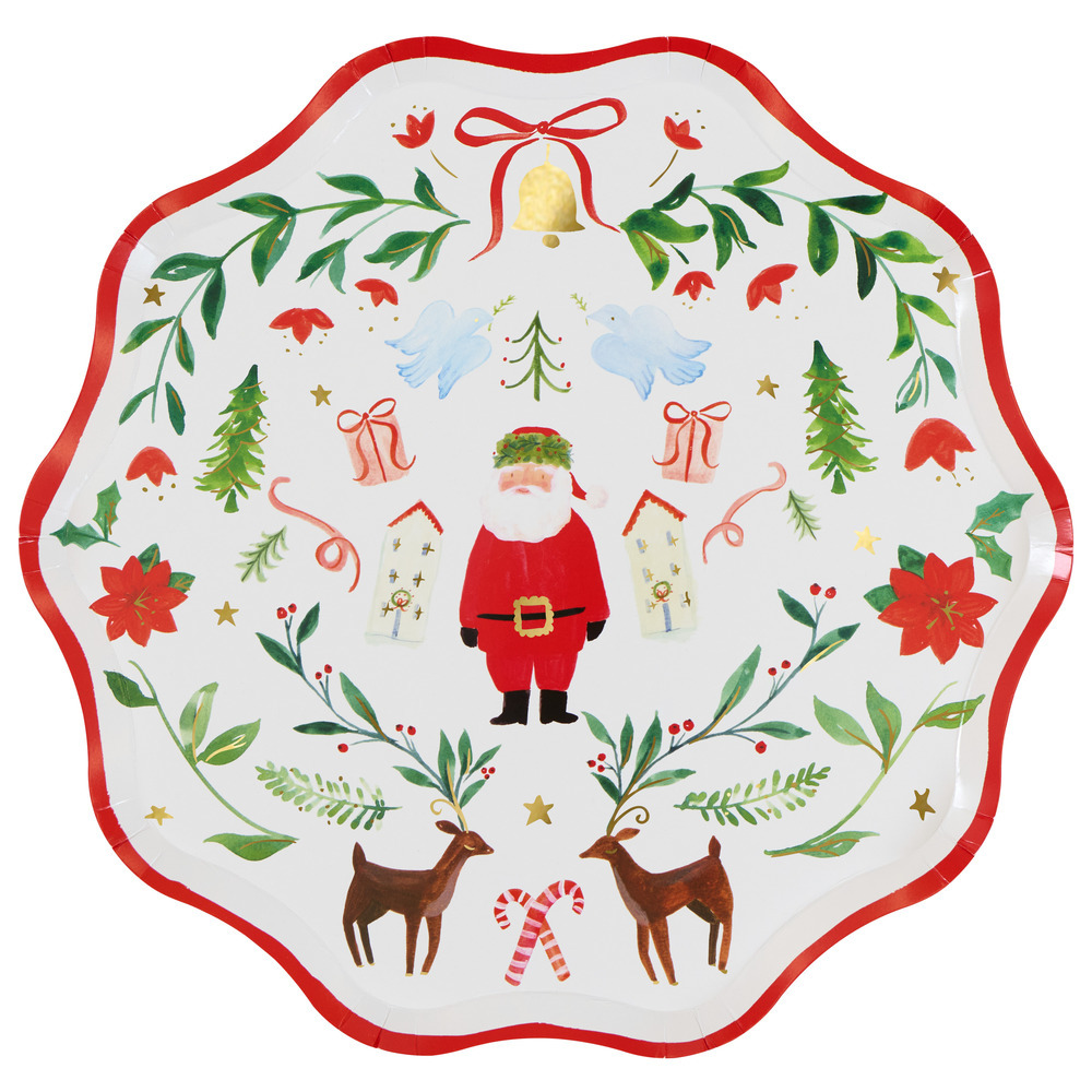 Picture of Foliage Santa Patterned Dinner Plates (x 8)